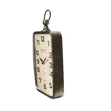 Creative Co-Op Metal Rectangle Hanging Clock with Handle Decoration on Top