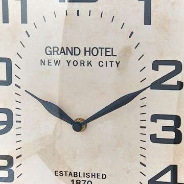 Creative Co-Op Metal Rectangle Hanging Clock with Handle Decoration on Top