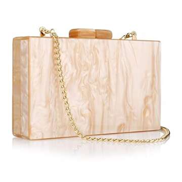 Gets Acrylic Clutch Purse for Women with Acrylic Beads Chain Cute Purses and Handbags for Women Wedding Banquet (X Apricot)