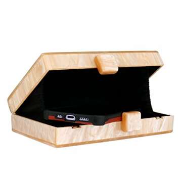 Gets Acrylic Clutch Purse for Women with Acrylic Beads Chain Cute Purses and Handbags for Women Wedding Banquet (X Apricot)