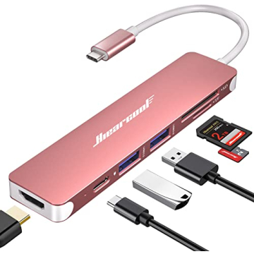 Hiearcool 7-in-1 USB C Hub for MacBook & More - Rose Gold