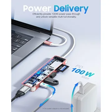 Hiearcool 7-in-1 USB C Hub for MacBook & More - Rose Gold