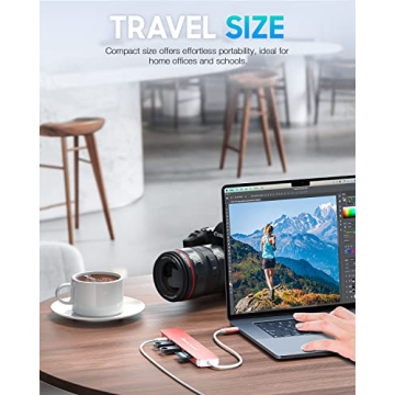 Hiearcool 7-in-1 USB C Hub for MacBook & More - Rose Gold