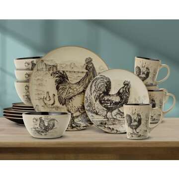 Elegant Pfaltzgraff Homespun Rooster Dinnerware Set