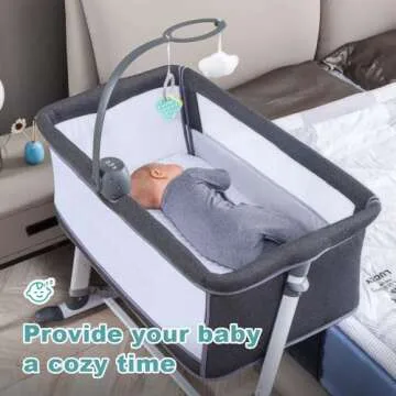 RONBEI Bassinet with Wheels - Stylish & Safe Bedside Sleeper