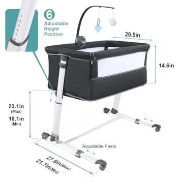 RONBEI Bassinet with Wheels - Stylish & Safe Bedside Sleeper