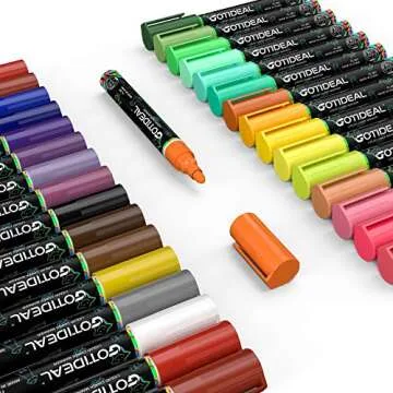 GOTIDEAL Liquid Chalk Markers, 30 colors Premium Window Chalkboard Neon Pens, Including 4 Metallic C...