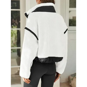 Tankaneo Women's Color Block Fleece Jacket for Winter