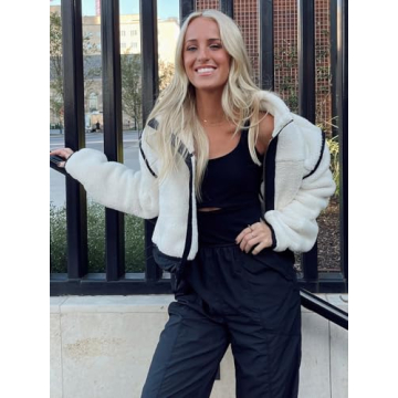 Tankaneo Women's Color Block Fleece Jacket for Winter