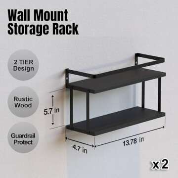 RICHER HOUSE Floating Shelves Bathroom, Black Wall Shelves Above Toilet, Bathroom Shelves Wall Mount...