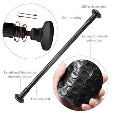 ZOCONE Tension Curtain Rod | Adjustable 51-168 Inch - No Drilling, Rust-Free