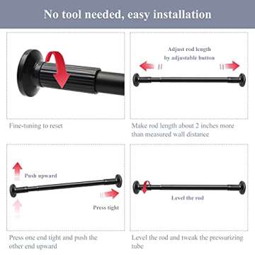 ZOCONE Adjustable Rust-free Tension Curtain Rod 51-168 Inch