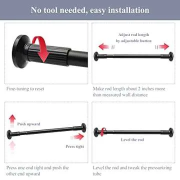 ZOCONE Adjustable Rust-free Tension Curtain Rod 51-168 Inch