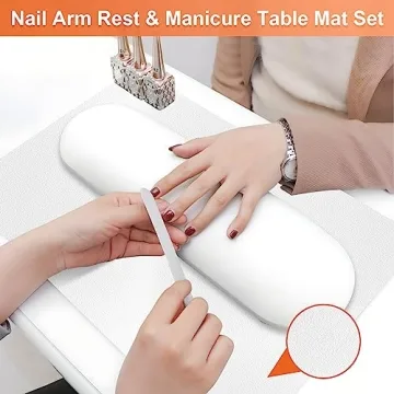 Nail Arm Rest Cushion, Arm Rest For Nails,Microfiber Leather Hand Rest For Nails, Soft Nail Arm Rest Footstool With Foldable Nail Art Hand Rest Pad For Nail Tech Use - White