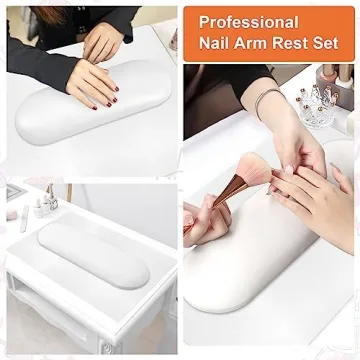 Nail Arm Rest Cushion, Arm Rest For Nails,Microfiber Leather Hand Rest For Nails, Soft Nail Arm Rest Footstool With Foldable Nail Art Hand Rest Pad For Nail Tech Use - White