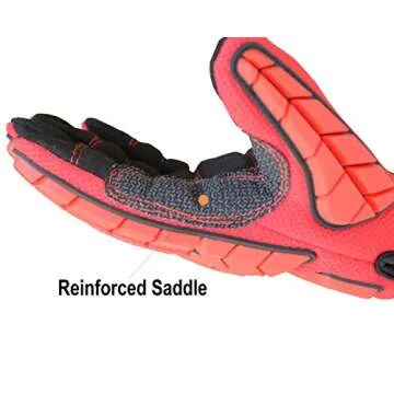 HANDLANDY Anti Vibration Gloves, SBR Padding, TPR Protector Impact Gloves, Men Mechanic Work Gloves (Large)