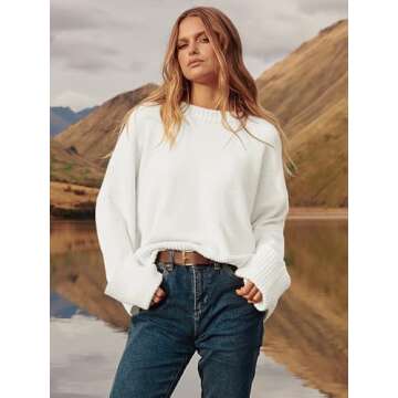 Prinbara Women's Oversized Fuzzy Knit Sweater - Stylish Casual Winter Wear