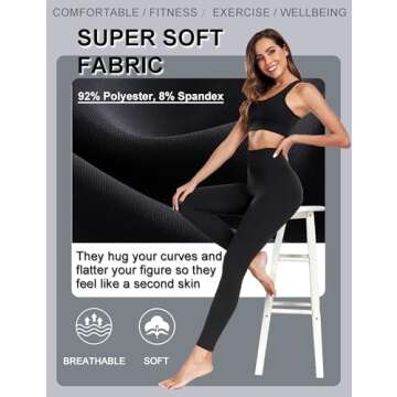 FULLSOFT High Waisted Leggings for Women No See-Through Tummy Control Yoga Pants Workout Leggings-Reg&Plus Size (Black, Small-Medium(One Size 2-12))
