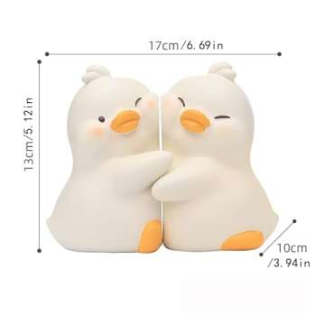 JARPSIRY Cute Hug Ducks Decorative Bookends, Unique Book Ends to Hold Books Creative Resin Book Holder Stopper for Home Office Desk Bookshelf Decoration