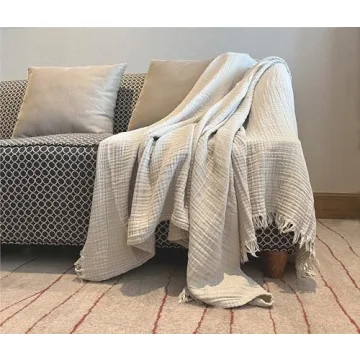 KyraHome Organic Cotton Throw Blanket Lightweight Breathable Soft