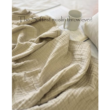 KyraHome Organic Cotton Throw Blanket Lightweight Breathable Soft