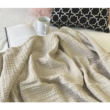 KyraHome Organic Cotton Throw Blanket Lightweight Breathable Soft