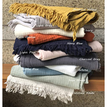 KyraHome Organic Cotton Throw Blanket Lightweight Breathable Soft