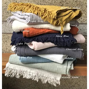 KyraHome Organic Cotton Throw Blanket Lightweight Breathable Soft