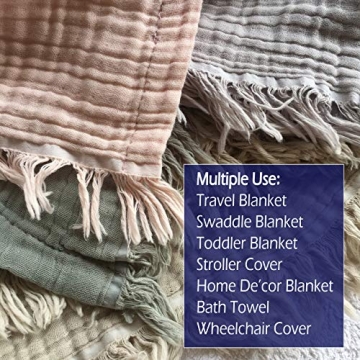 KyraHome Organic Cotton Throw Blanket Lightweight Breathable Soft