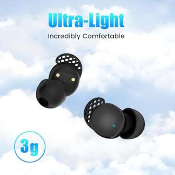 Ertuly Sleep Earbuds for Side Sleepers Wireless Earbuds Comfortable Noise Blocking LED Power Display Music Sleep Dual Mode for Sleeping Working Hiking (Cyan)