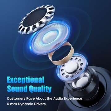 Ertuly Sleep Earbuds for Side Sleepers Wireless Earbuds Comfortable Noise Blocking LED Power Display Music Sleep Dual Mode for Sleeping Working Hiking (Cyan)