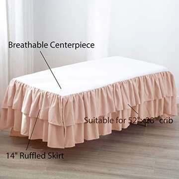 JSD Crib Bed Skirt Dust Ruffle Double Layer Brushed Microfiber Nursery Crib Toddler Bedding Skirt fo...