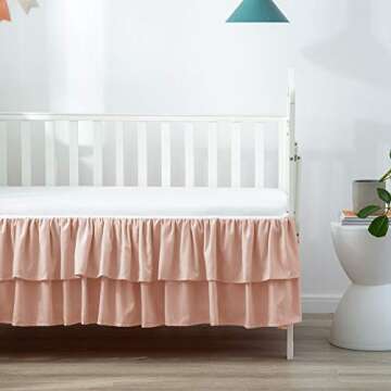 Elegant Pink Crib Bed Skirt for Baby Girl's Nursery