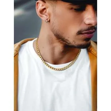 Neck Chain 22” Men's Gold Stainless Steel Cuban Curb Necklace 9mm 20inches Hip Hop Jewelry