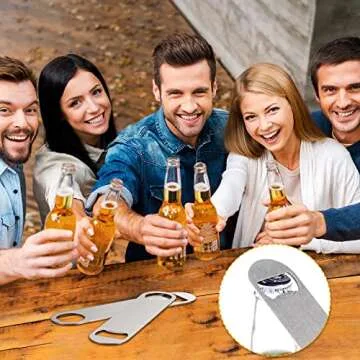 Pack of 20 Flat Bottle Opener Stainless Steel Beer Openers Bottle Opener Blanks Heavy Duty Bar Funny Bartender Bottle Opener for Men Women Kitchen Party Supplies, 7 Inch(Silver)