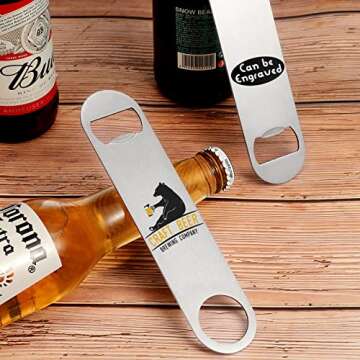 Pack of 20 Flat Bottle Opener Stainless Steel Beer Openers Bottle Opener Blanks Heavy Duty Bar Funny Bartender Bottle Opener for Men Women Kitchen Party Supplies, 7 Inch(Silver)