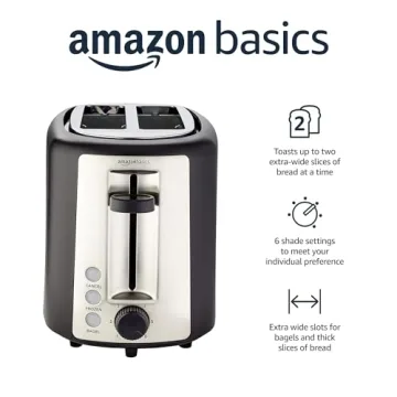 Extra Wide Slot Toaster by Amazon Basics 900W