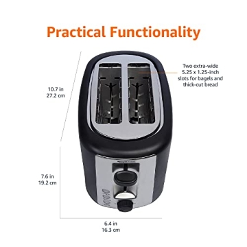 Extra Wide Slot Toaster by Amazon Basics 900W