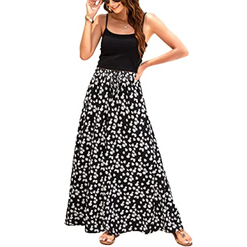 Stylish Bluetime Women Maxi Long Skirt – Chiffon Leopard Print Pleated A-line