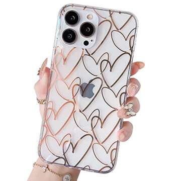 Jmltech Compatible with iPhone 13 Pro Max Case Clear Cute Girly Women Luxury Heart Clear Slim Thin S...