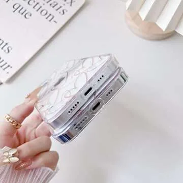Jmltech Compatible with iPhone 13 Pro Max Case Clear Cute Girly Women Luxury Heart Clear Slim Thin Silicone Bumper Hard Back Protective Phone Case for iPhone 13 Pro Max 6.7 INCH