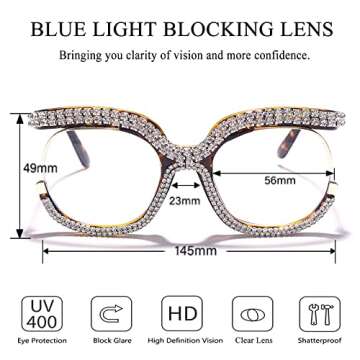 Rmerom Blue Light Blocking Oversized Glasses Stylish Fake Round Eyeglasses for Women UV400 Protectio...