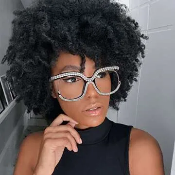 Rmerom Blue Light Blocking Oversized Glasses Stylish Fake Round Eyeglasses for Women UV400 Protection Eyewear GVA9051 (Leopard/Anti-blue/W Diamond)