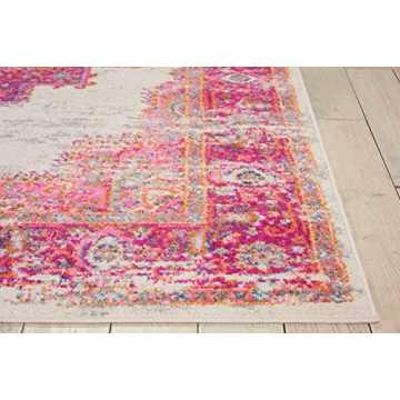 Nourison Passion Ivory/Fuchsia Area Rug - Easy Cleaning & Durable