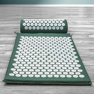 Sivan Back and Neck Pain Relief Acupressure Mat and Pillow Set, Chronic Back Pain Treatment - Relieves Your Stress of Lower Upper Back and Sciatic Pain - Green