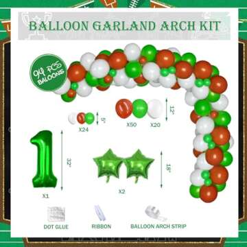 Fiesec First Year Down Football Birthday Party Decorations, Football Touchdown 1st Birthday Decorations Balloon Garland Backdrop Photo Highchair Banner Cake Topper Box Cutout Crown Poster 136 PCs