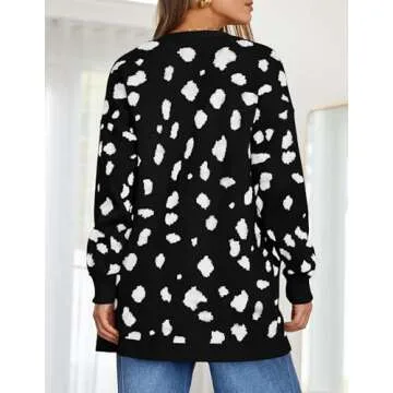 ZESICA Women's Stylish Leopard Print Cardigan Sweater