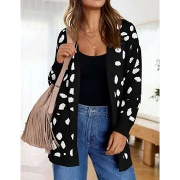 ZESICA Women's Stylish Leopard Print Cardigan Sweater