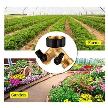 Garden Hose Splitter 2 Way Heavy Duty Brass Y Valve Hose Connector Spigot Adapter with Comfort Grip (1 pack)