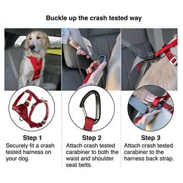 Kurgo Enhanced Strength Tru-Fit Smart Dog Harness, Black, Large - Crash Tested Car Safety Harness for Dogs, No Pull Dog Harness, Includes Pet Safety Seat Belt Tether